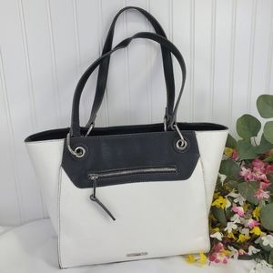 Chaps Women's Satchel Purse  / Tote Bag White/Black